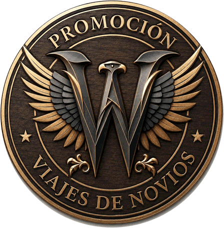 Sello de promoción de viajes de novios de Winking Travel